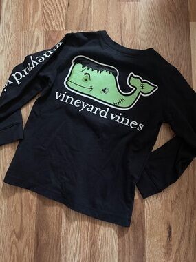 Vineyard Vines Long-Sleeve Tee with Green Whale Frankenstein